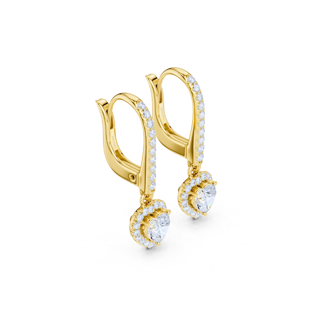 Heart Halo Drop Diamond Earrings