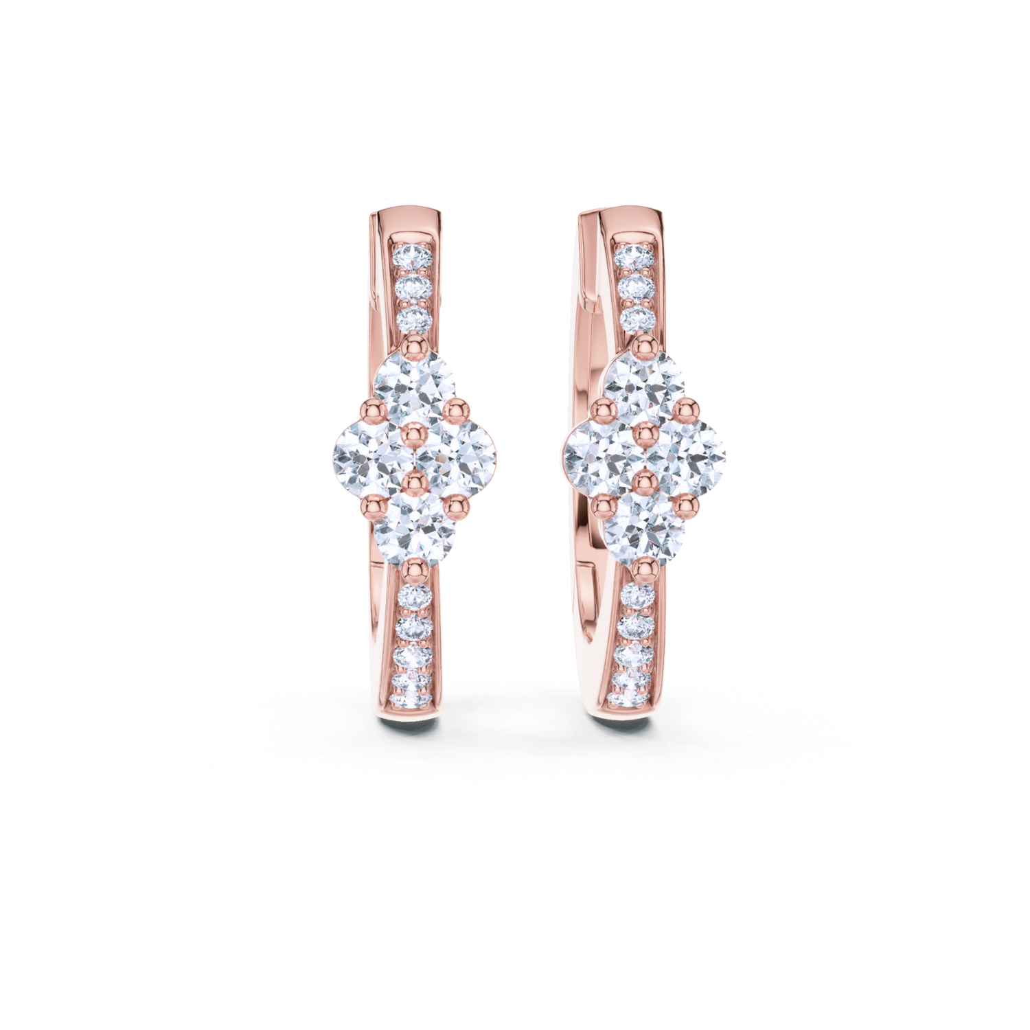 Diamond Cluster Hoop Earrings