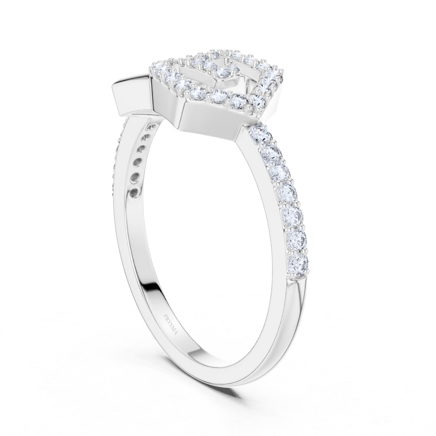 Diamond Halo Shield Ring