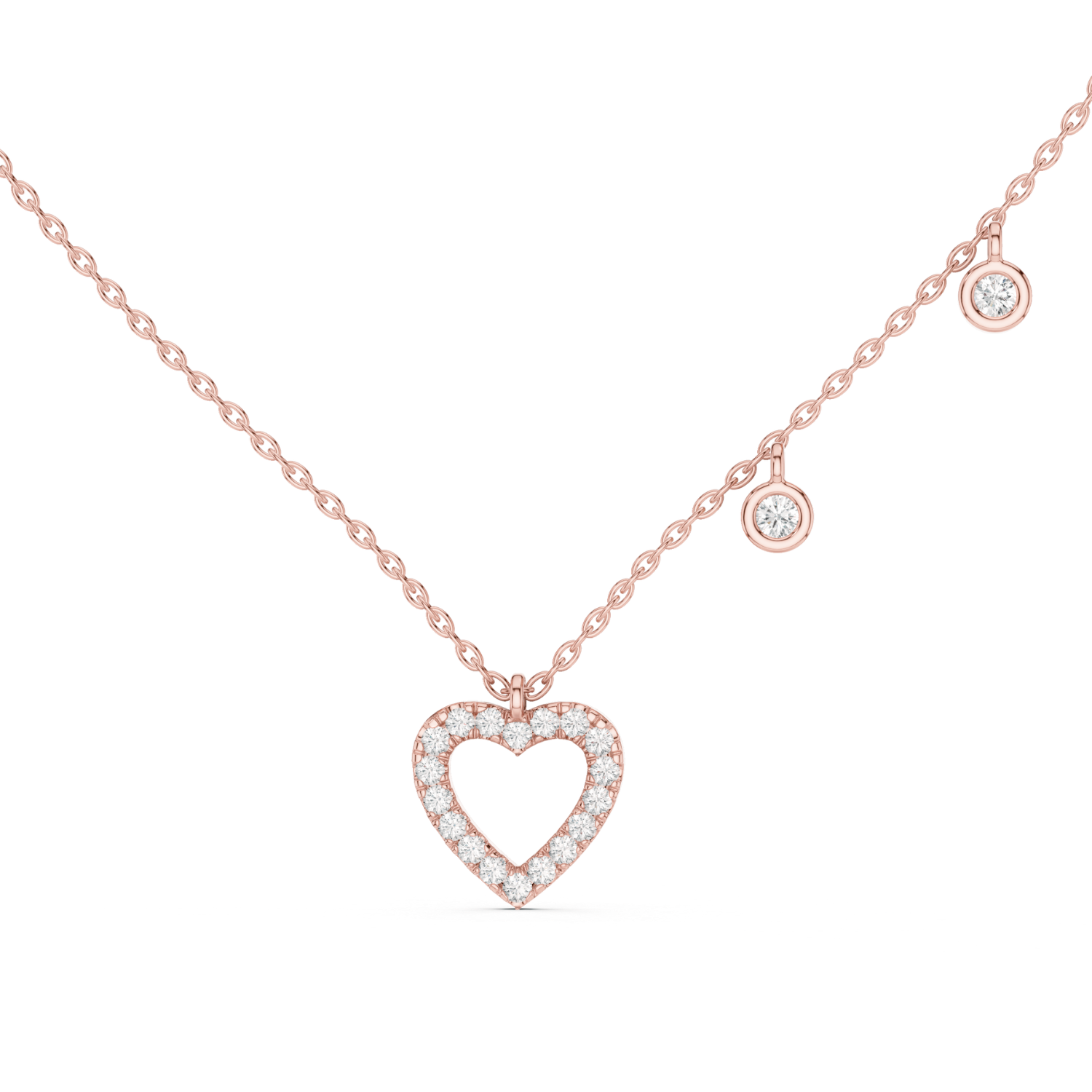 Heart Motif Diamond Drop Necklace