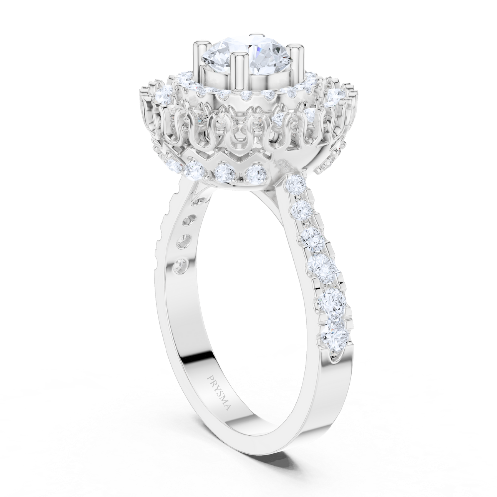 Radiant Double Halo Round-Cut Ring