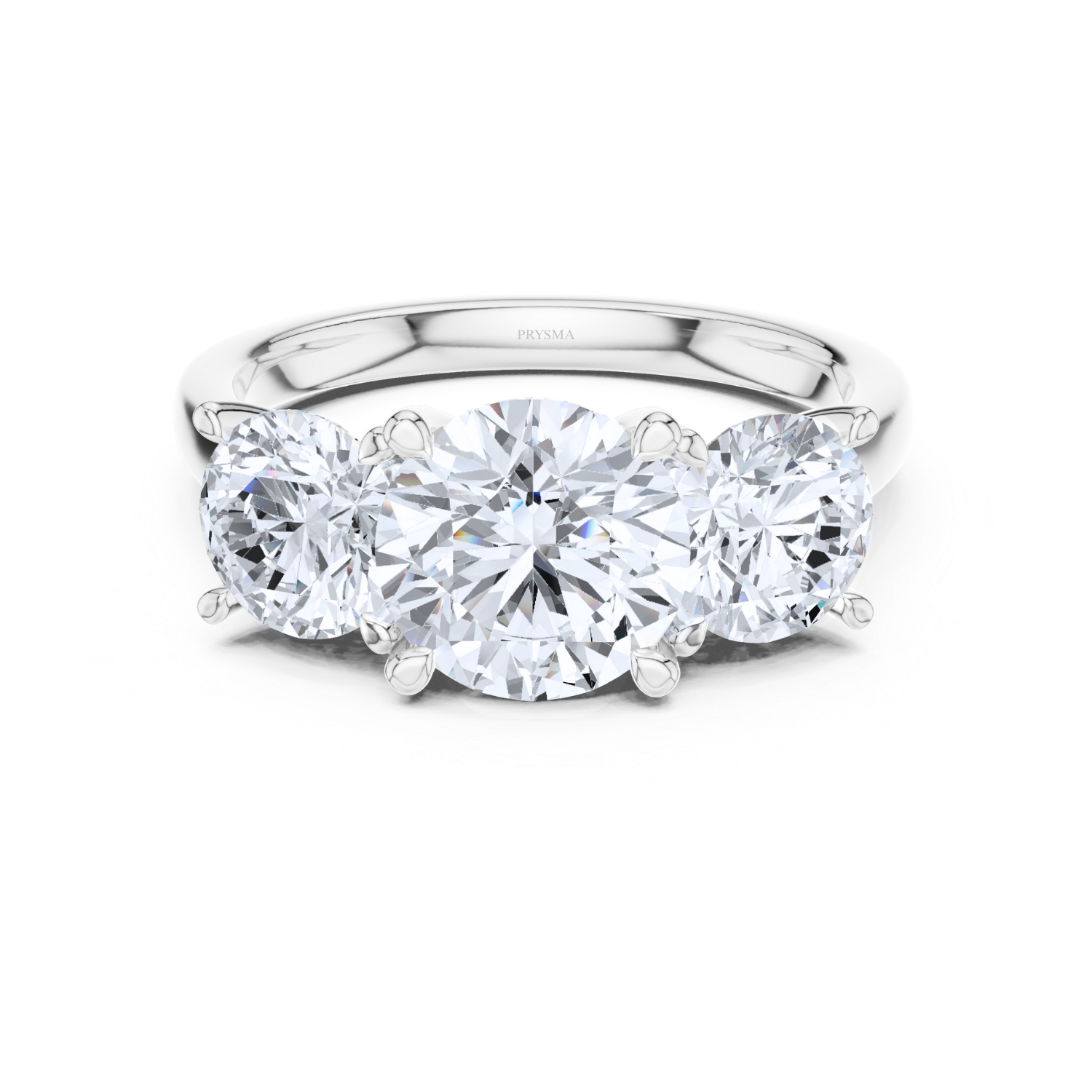 Round Cut Three-Stone Diamond Ring