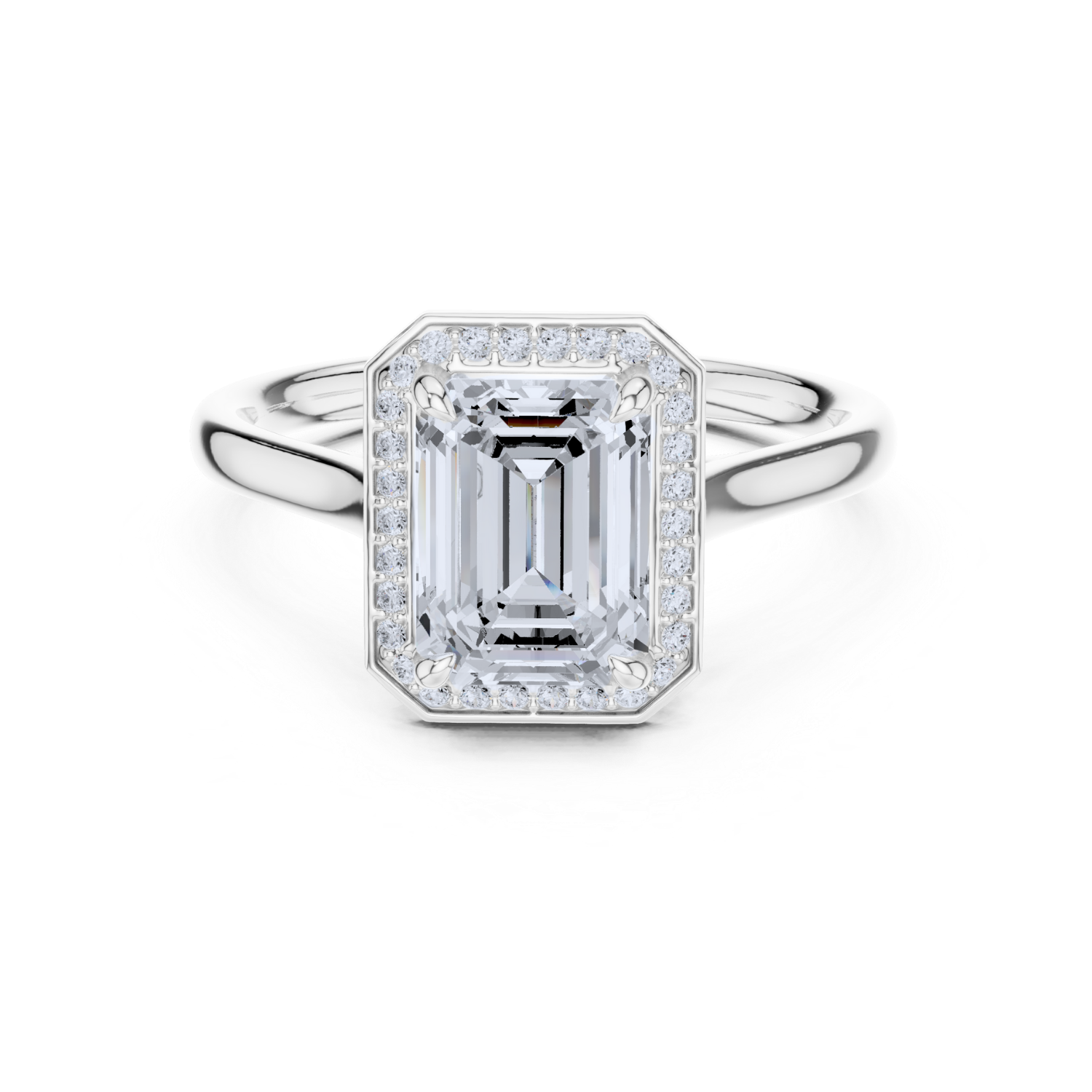 Regal Halo Emerald-Cut Diamond Ring