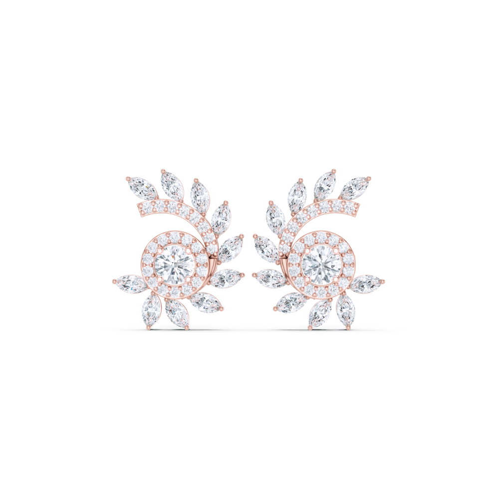 Floral Swirl Harmony Diamond Earrings