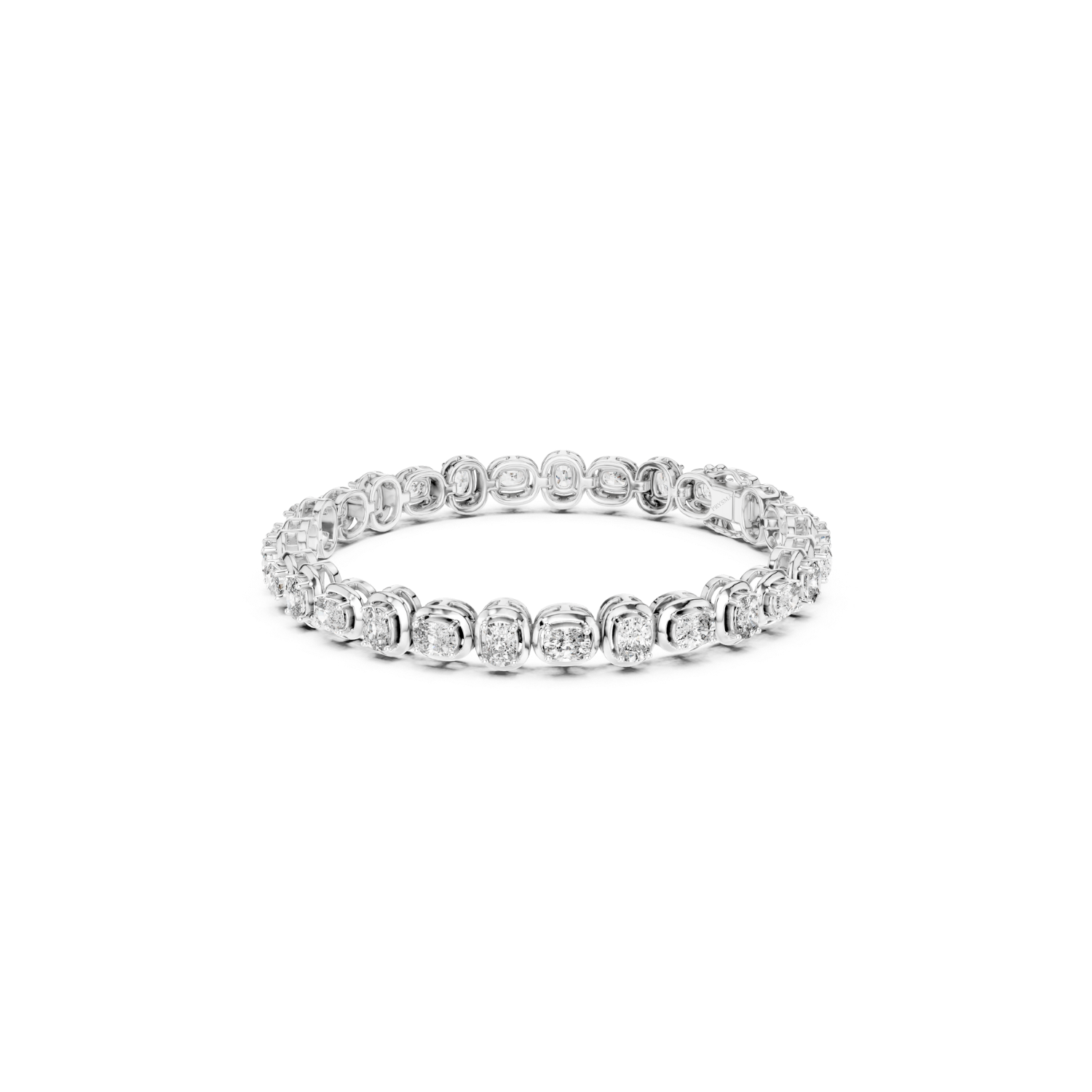 Cushion-Cut Diamond Bezel Tennis Bracelet