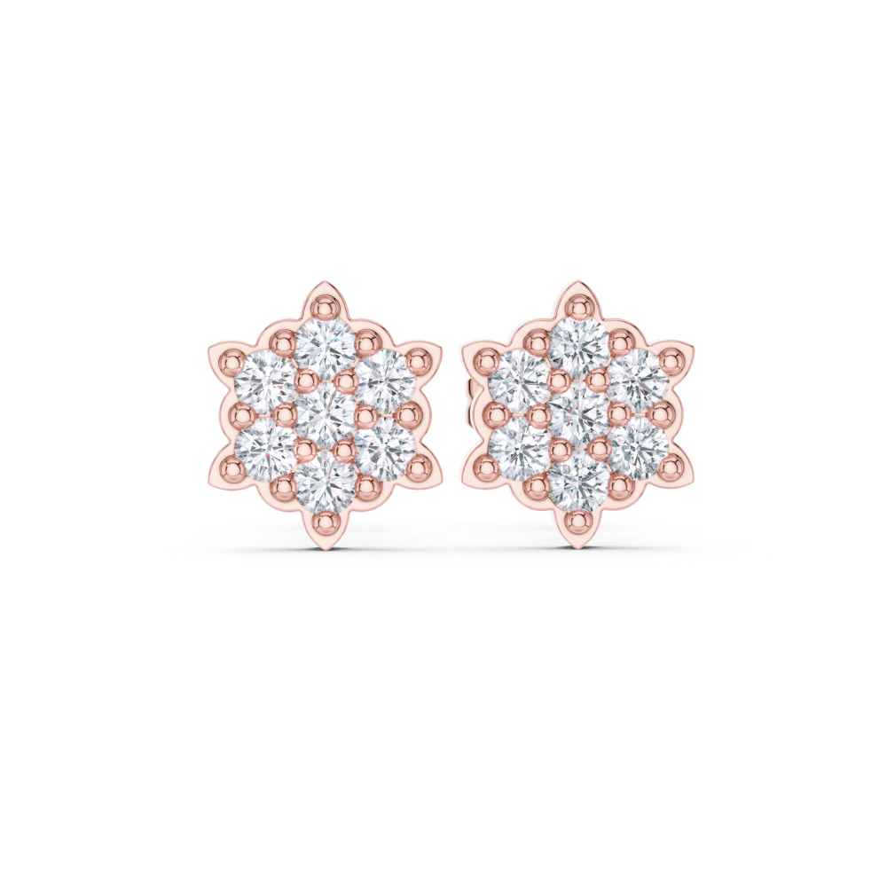 Floral Radiance Cluster Diamond Stud Earrings