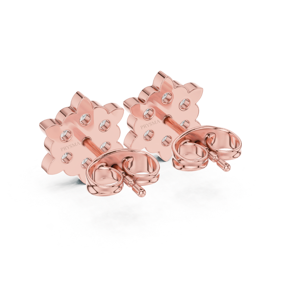 Floral Radiance Cluster Diamond Stud Earrings