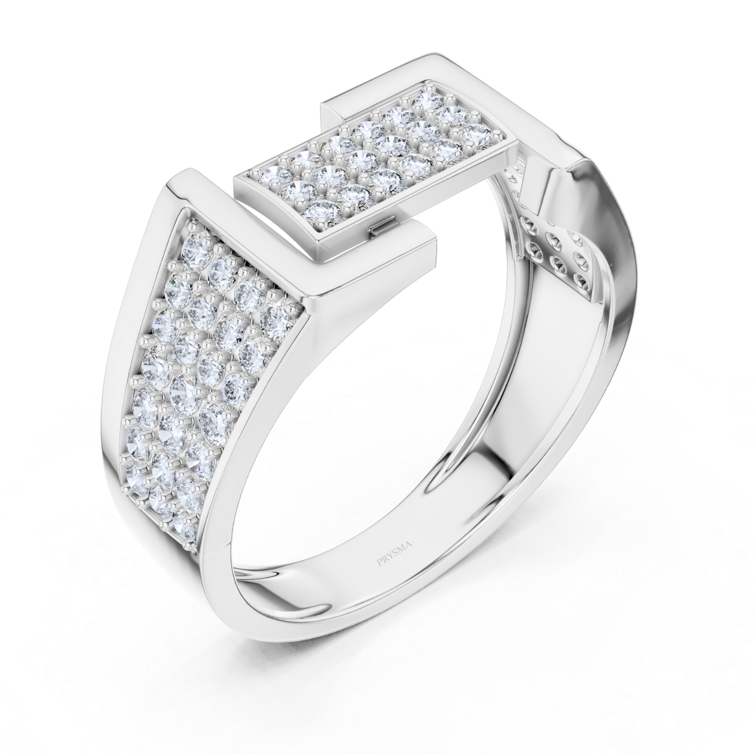 Geometric Diamond Pave Gold Band
