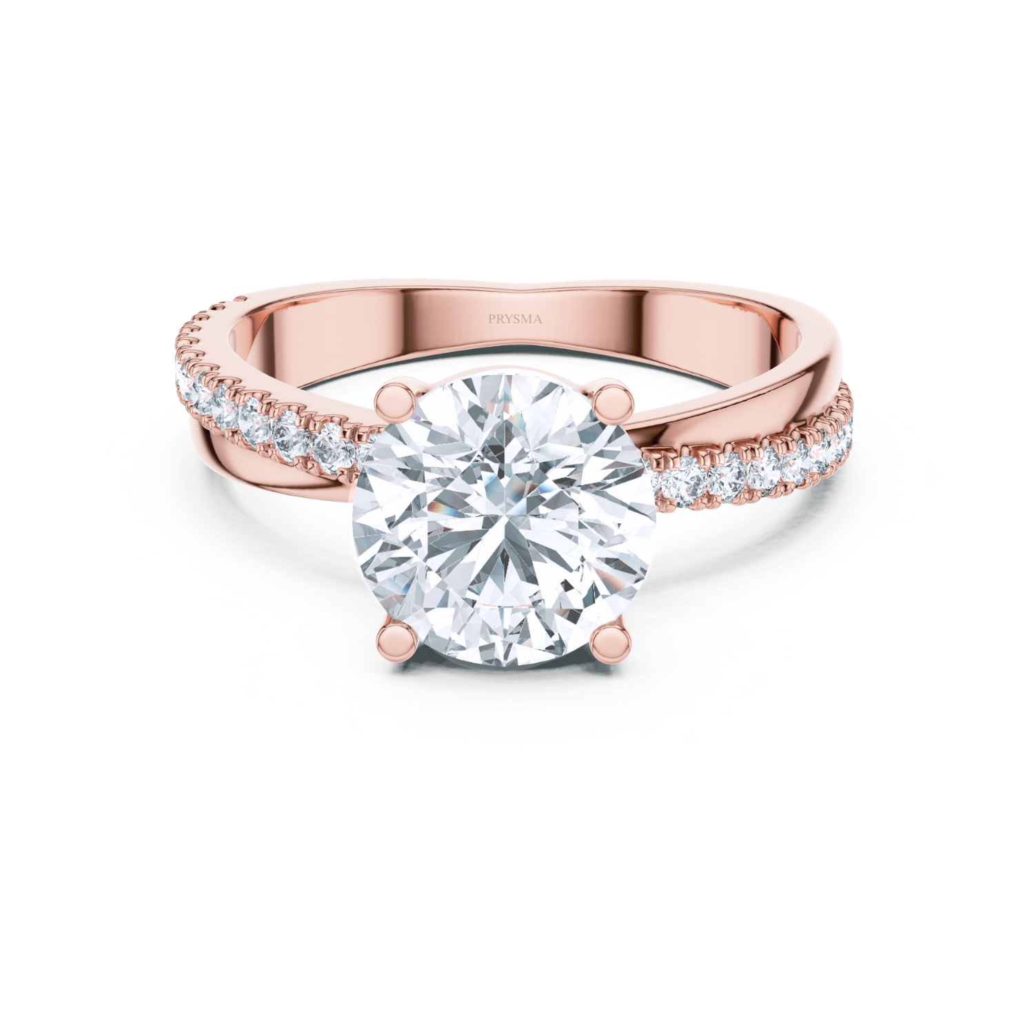 Elegant Round-Cut Solitaire Ring With Diamond Pave Band