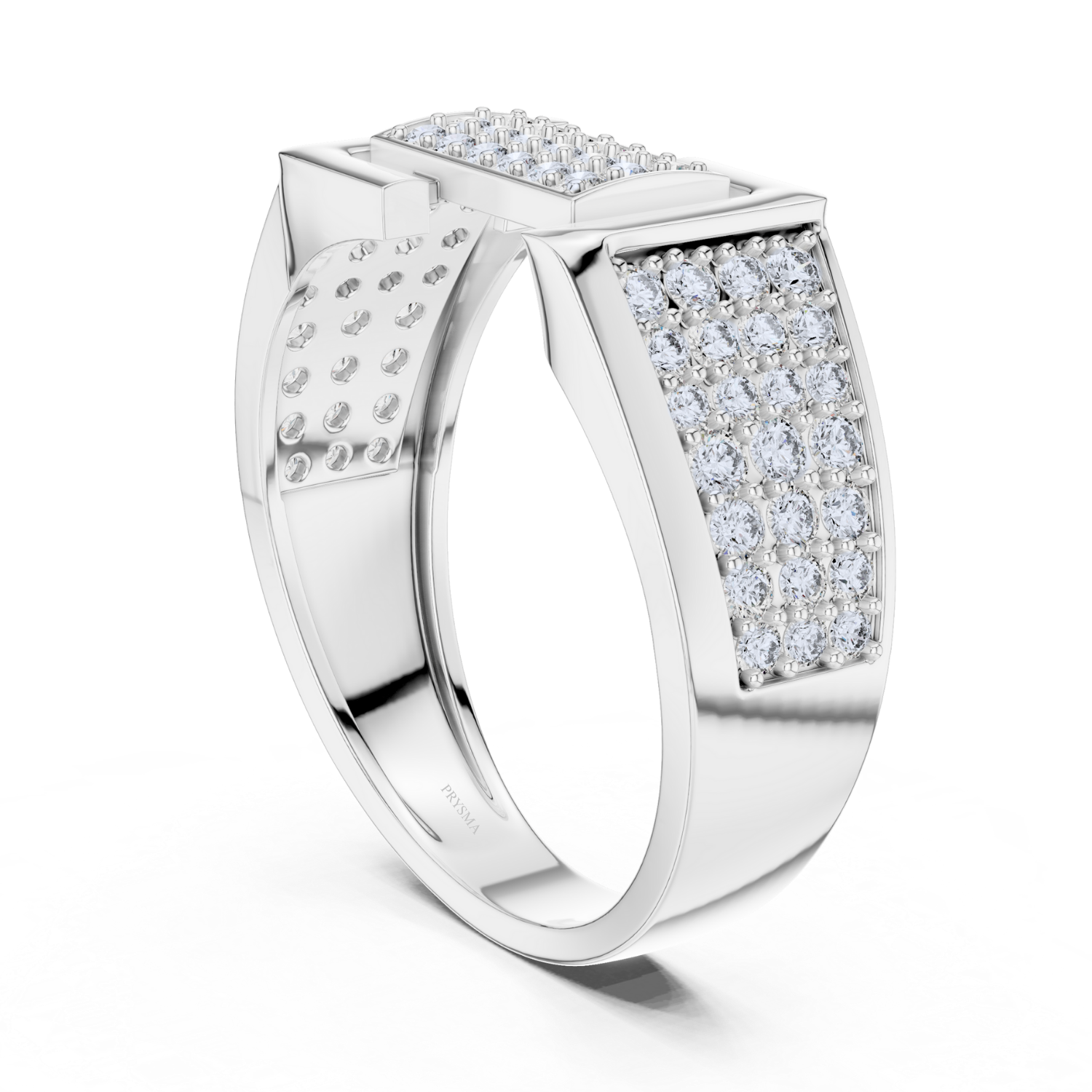 Geometric Diamond Pave Gold Band
