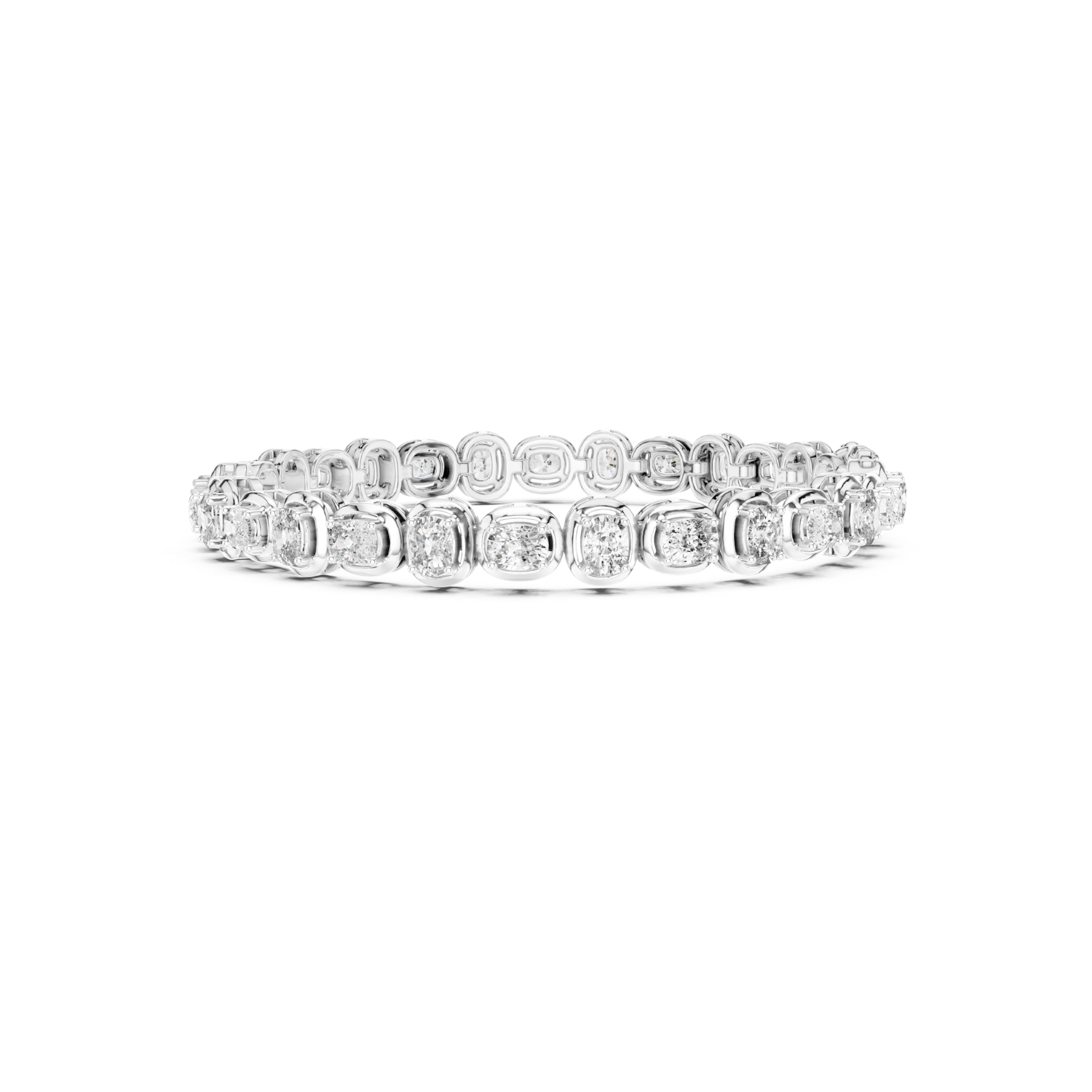 Cushion-Cut Diamond Bezel Tennis Bracelet