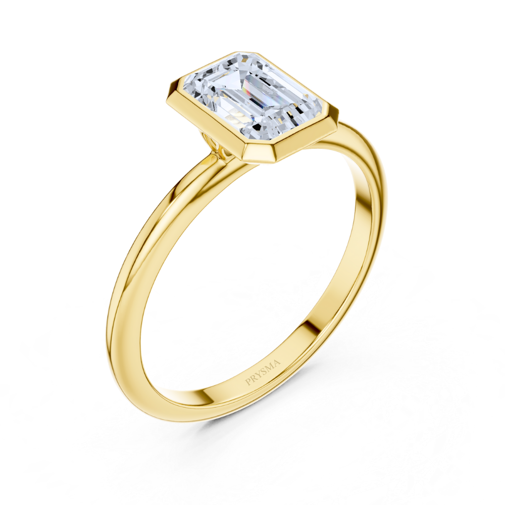 Bezel-Set Emerald-Cut Solitaire Ring