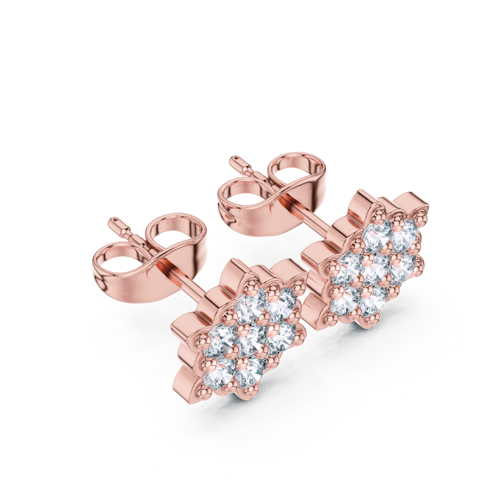 Floral Radiance Cluster Diamond Stud Earrings
