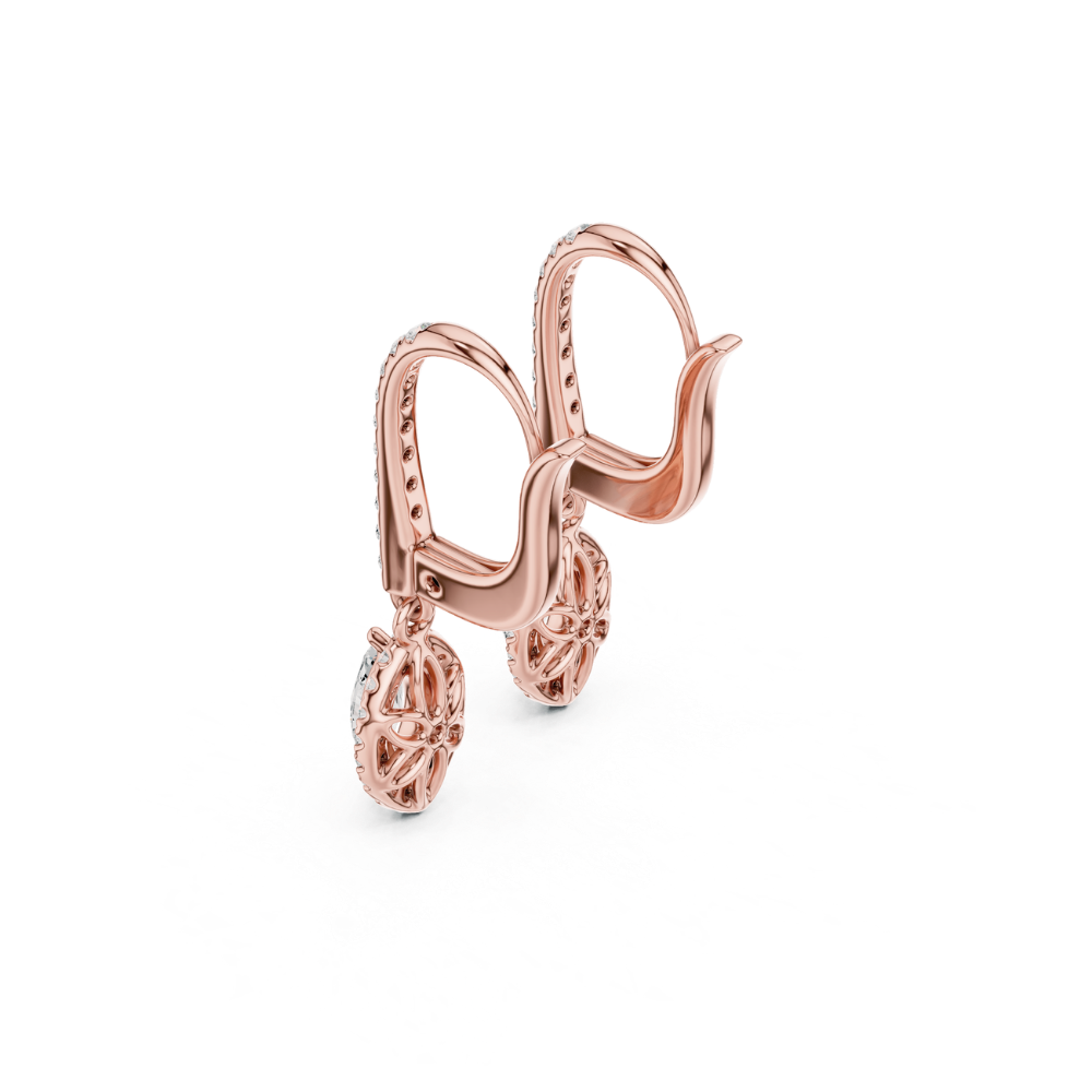 Marquise Halo Drop Diamond Earrings