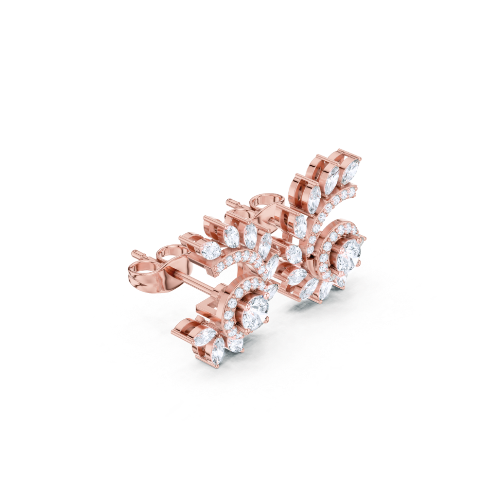 Floral Swirl Harmony Diamond Earrings