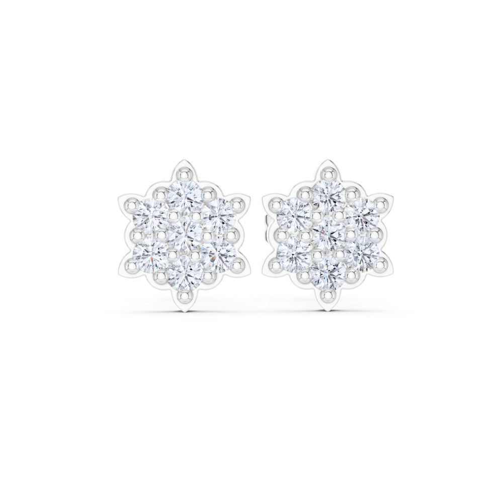 Floral Radiance Cluster Diamond Stud Earrings