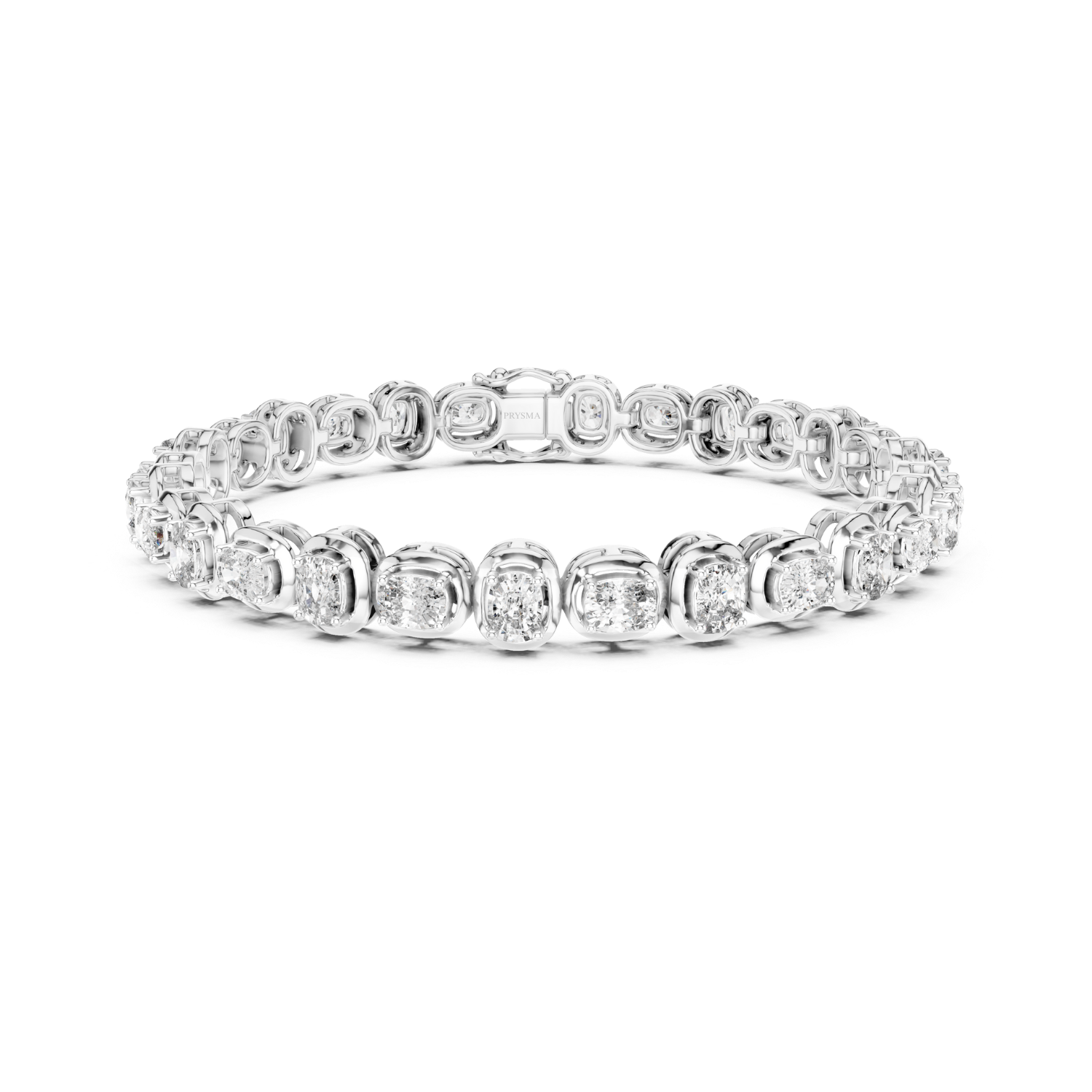 Cushion-Cut Diamond Bezel Tennis Bracelet
