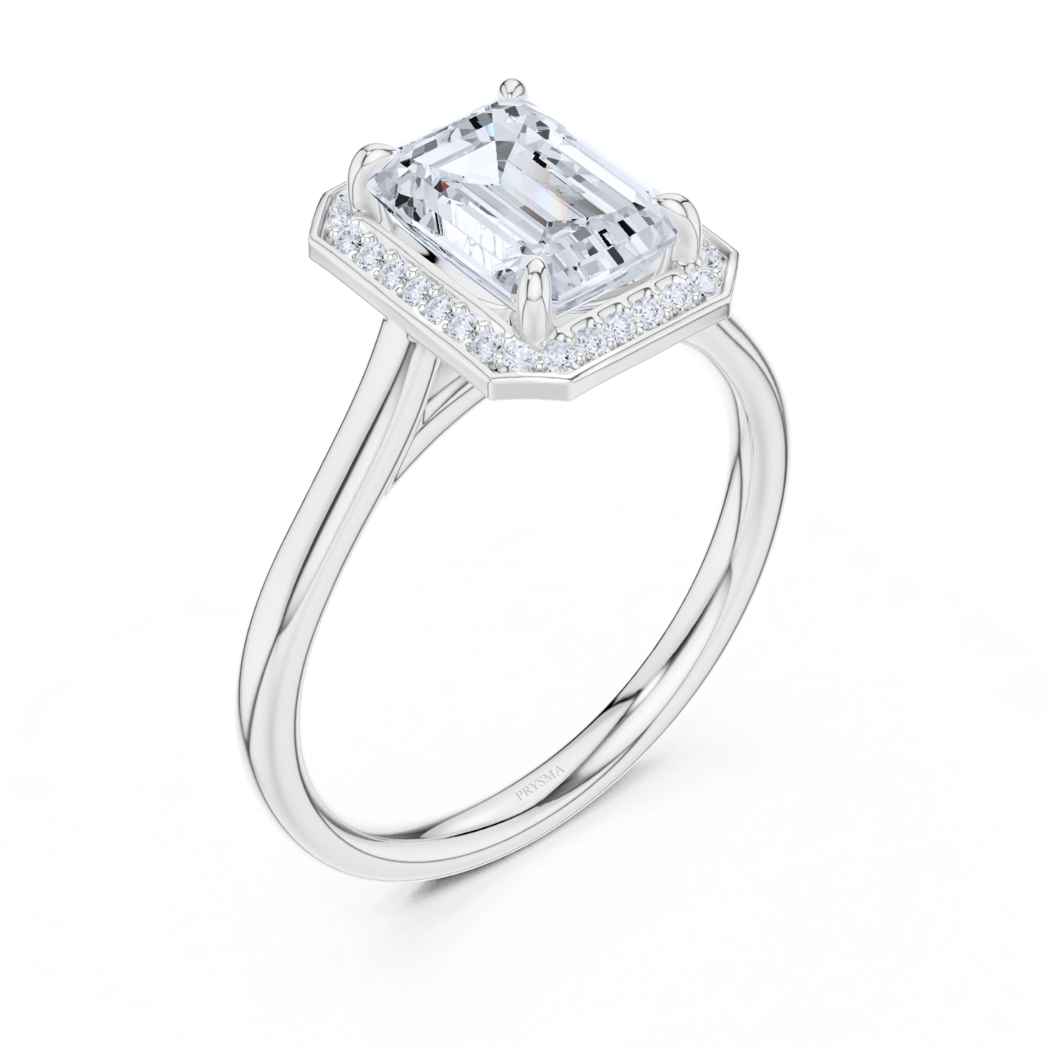 Regal Halo Emerald-Cut Diamond Ring