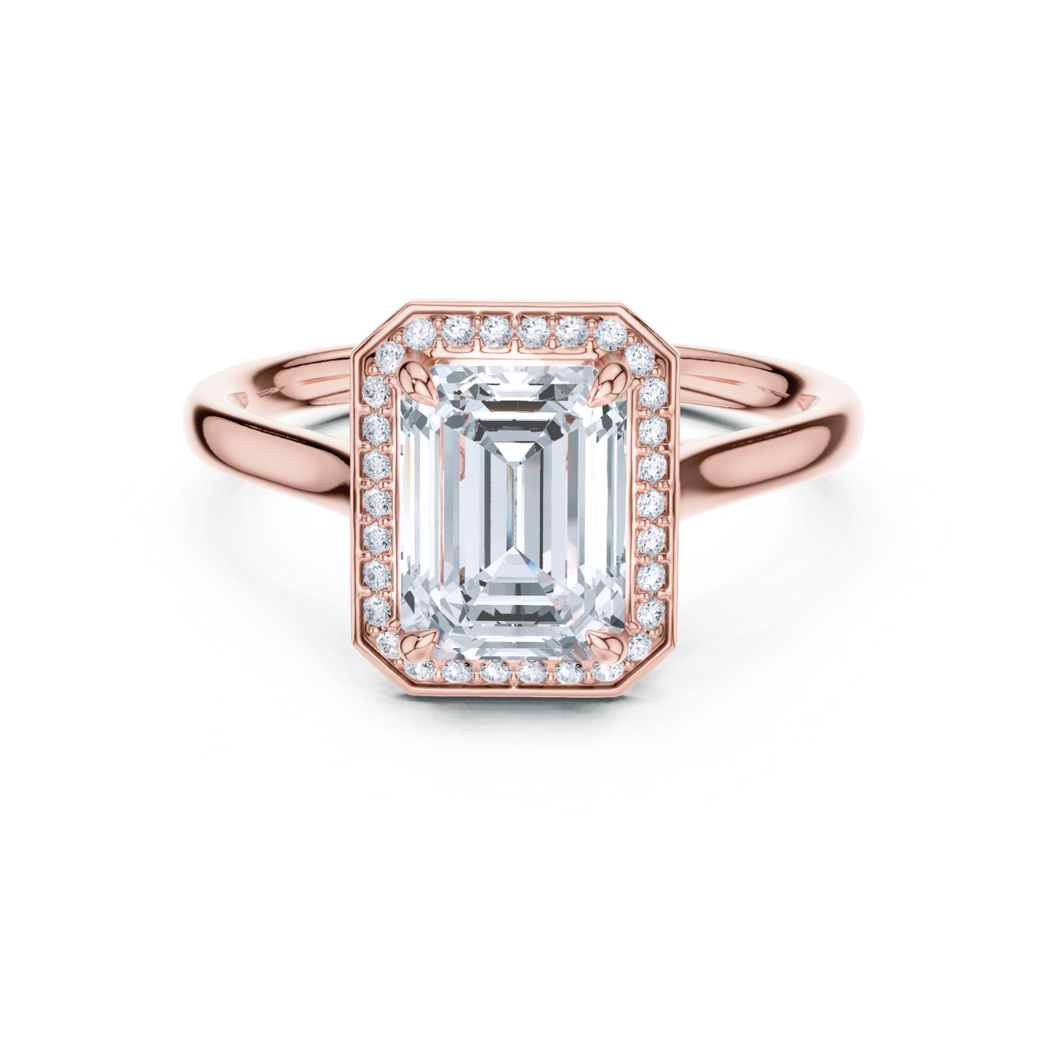 Regal Halo Emerald-Cut Diamond Ring