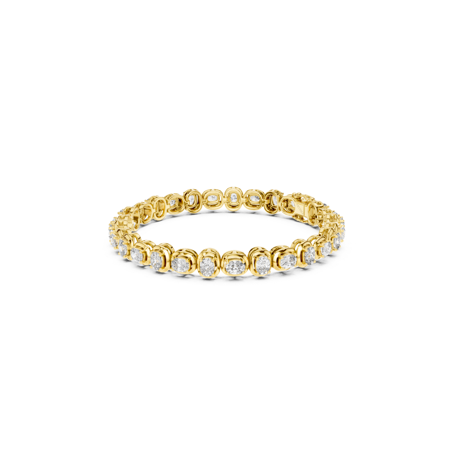 Cushion-Cut Diamond Bezel Tennis Bracelet