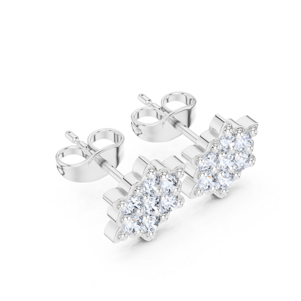 Floral Radiance Cluster Diamond Stud Earrings