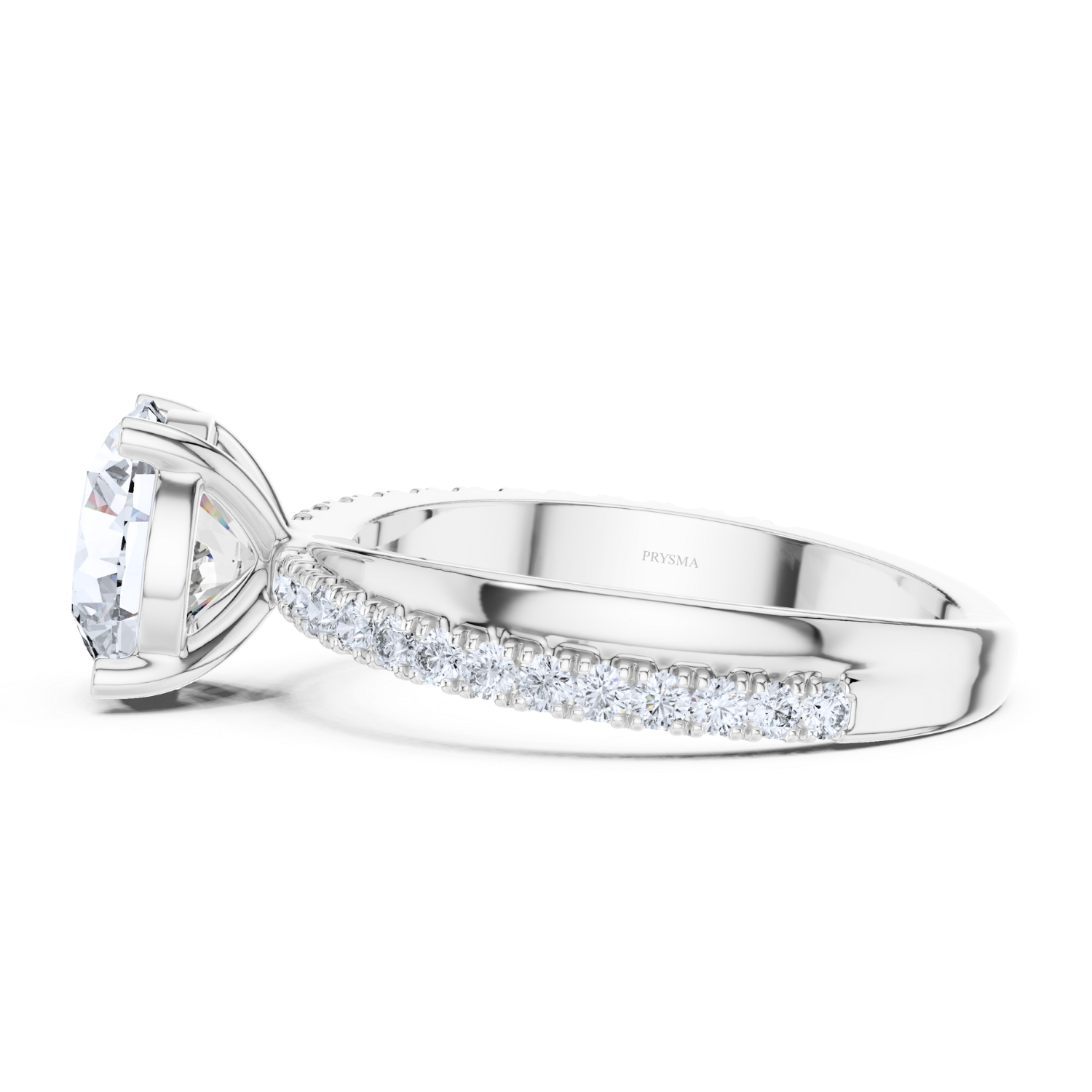 Elegant Round-Cut Solitaire Ring With Diamond Pave Band