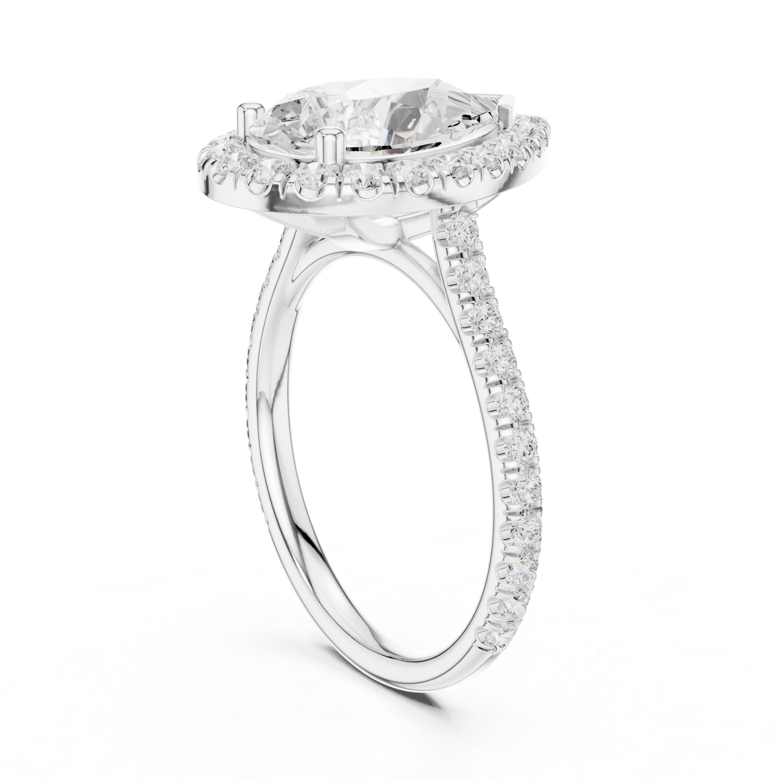 Elegant Halo Pave Diamond  Ring
