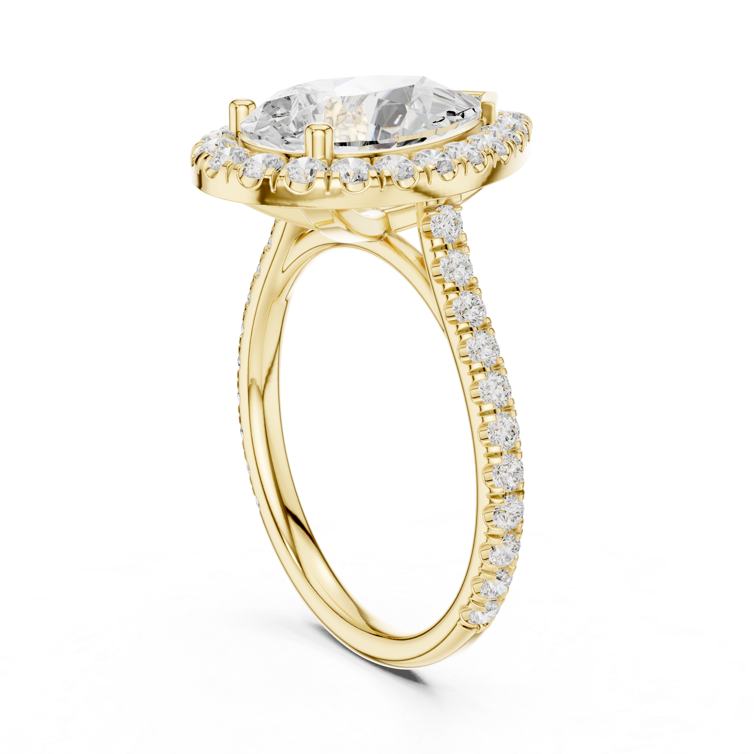 Elegant Halo Pave Diamond  Ring