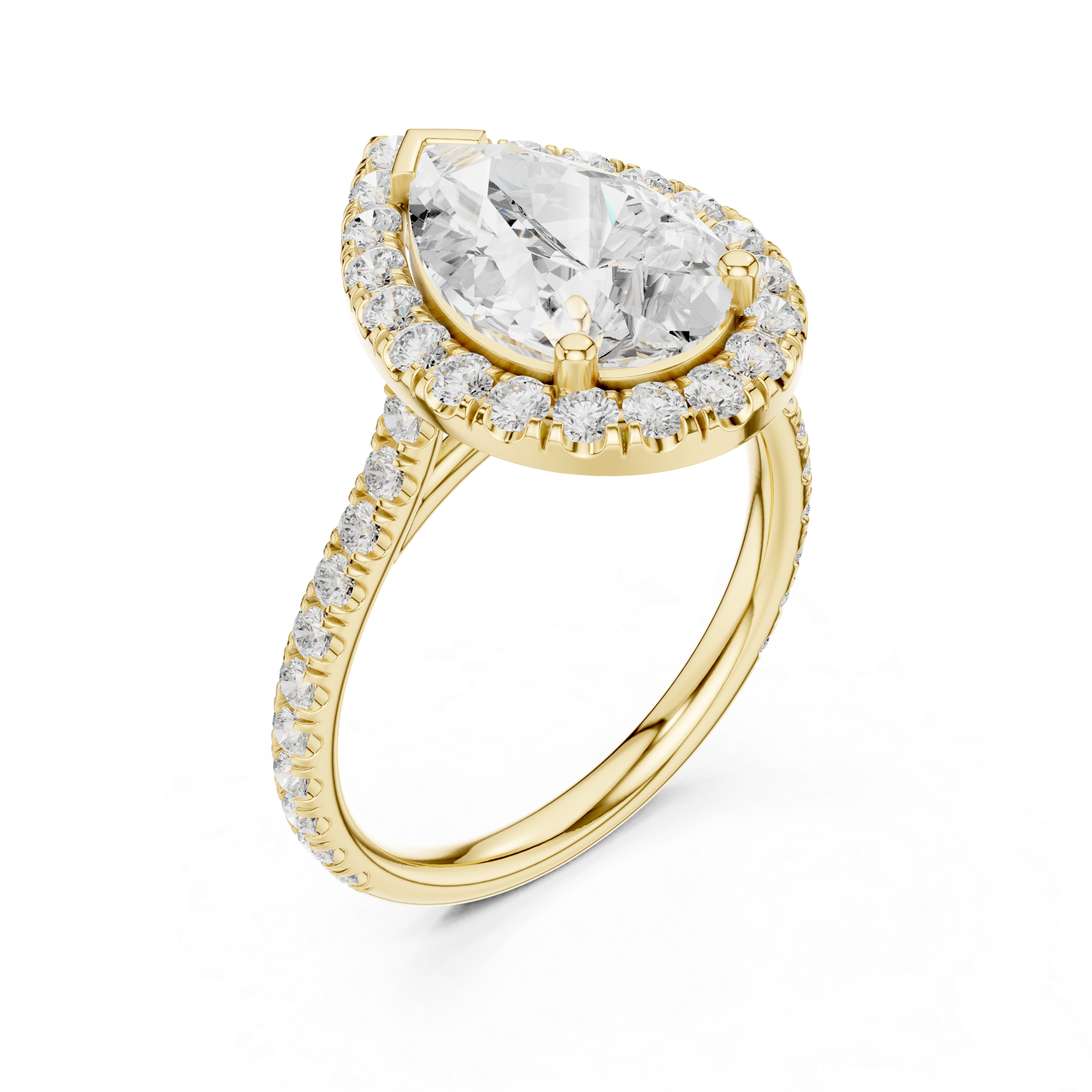 Elegant Halo Pave Diamond  Ring