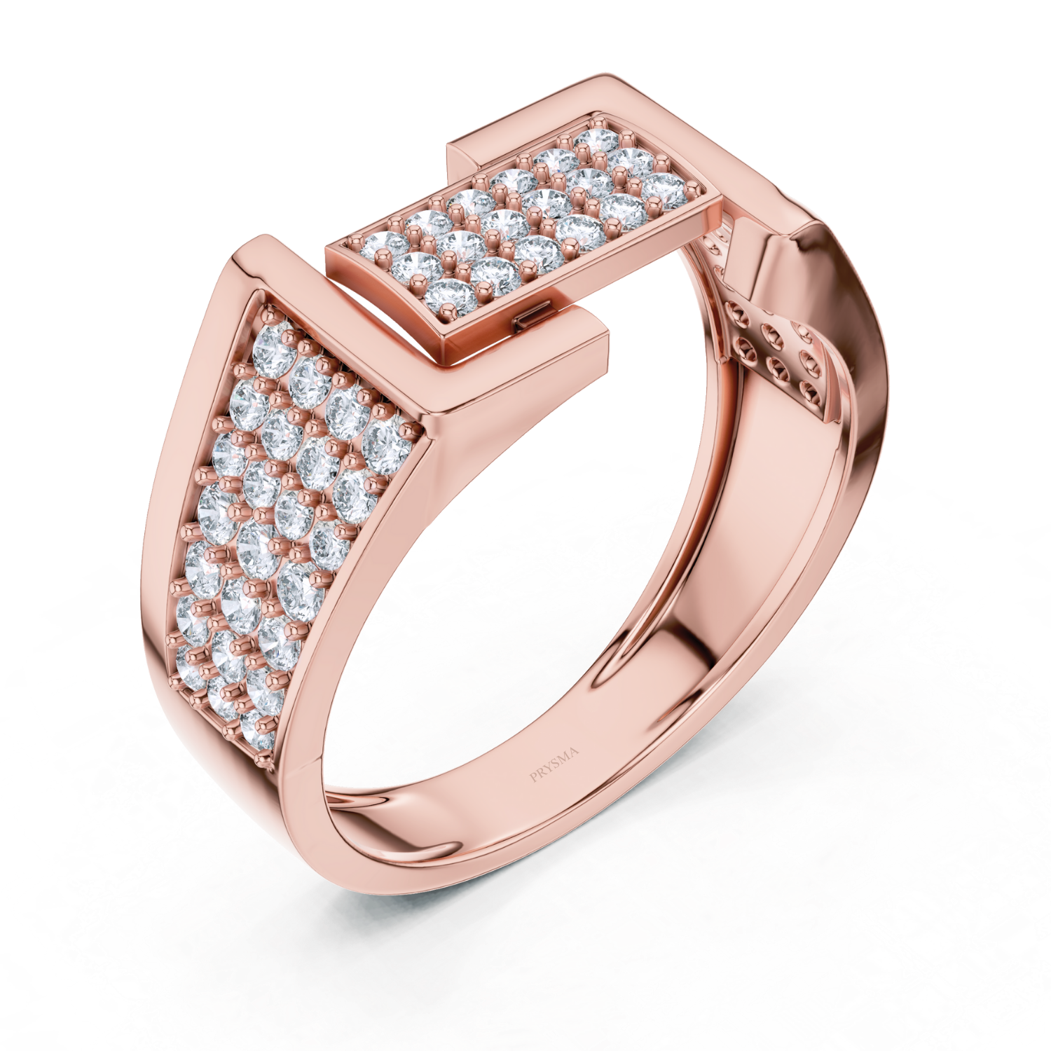 Geometric Diamond Pave Gold Band