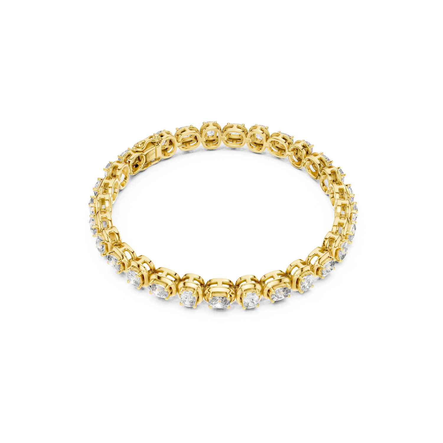Cushion-Cut Diamond Bezel Tennis Bracelet