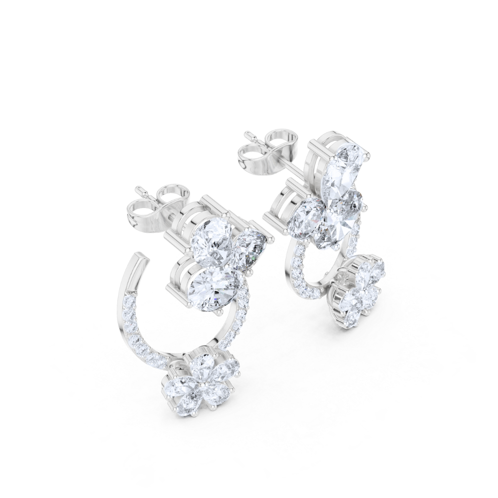 Blossom Halo Diamond Hoop Earrings