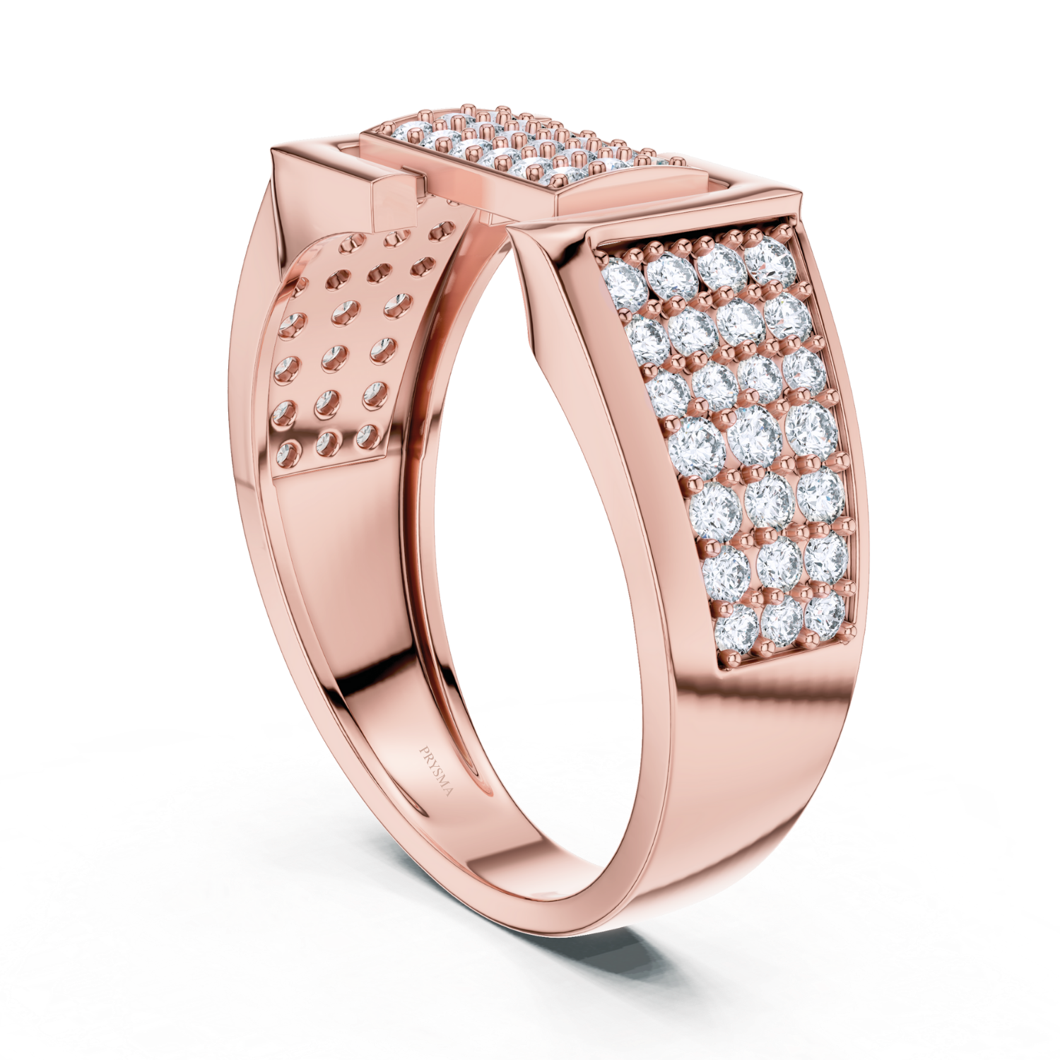 Geometric Diamond Pave Gold Band