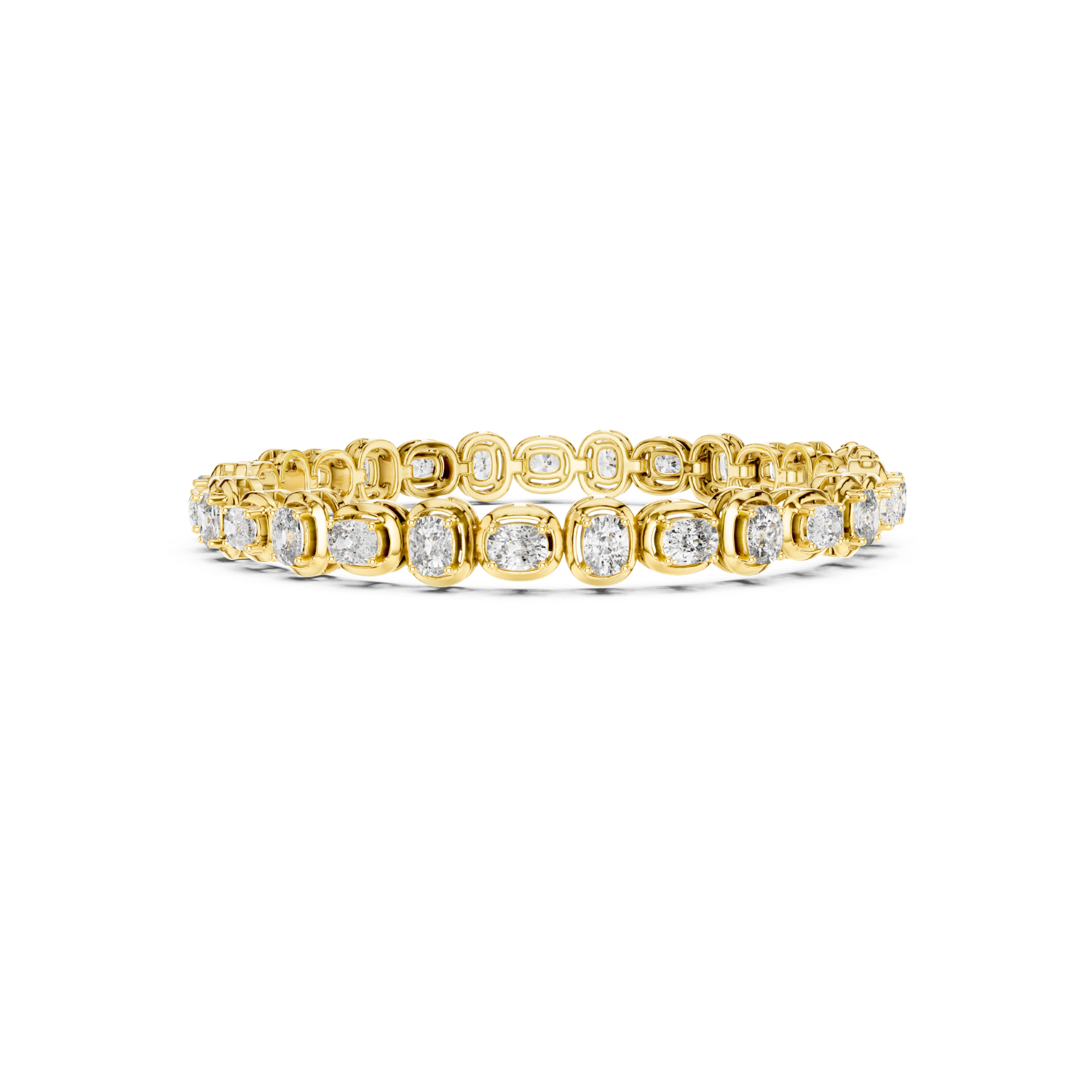 Cushion-Cut Diamond Bezel Tennis Bracelet