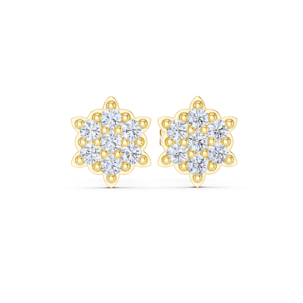 Floral Radiance Cluster Diamond Stud Earrings