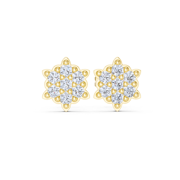 Floral Radiance Cluster Diamond Stud Earrings