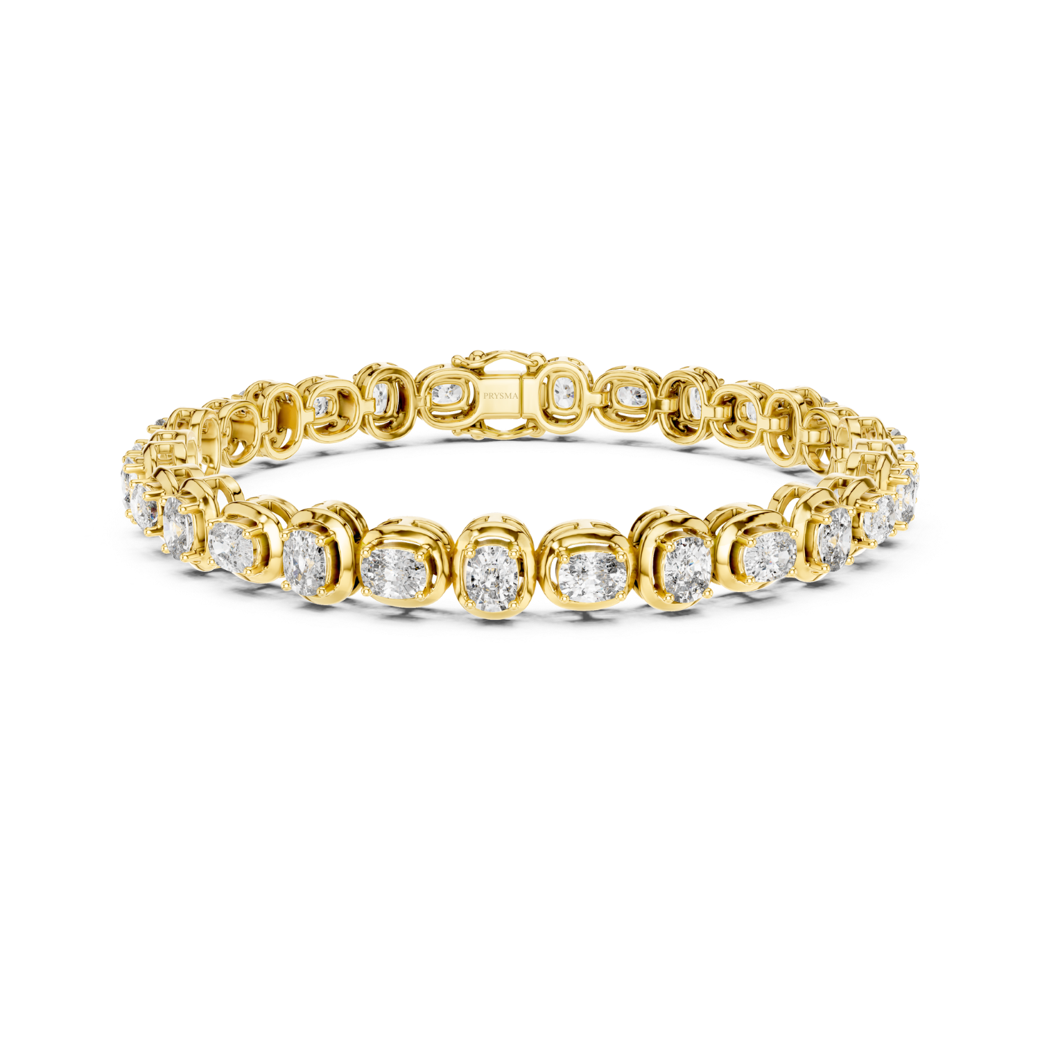 Cushion-Cut Diamond Bezel Tennis Bracelet