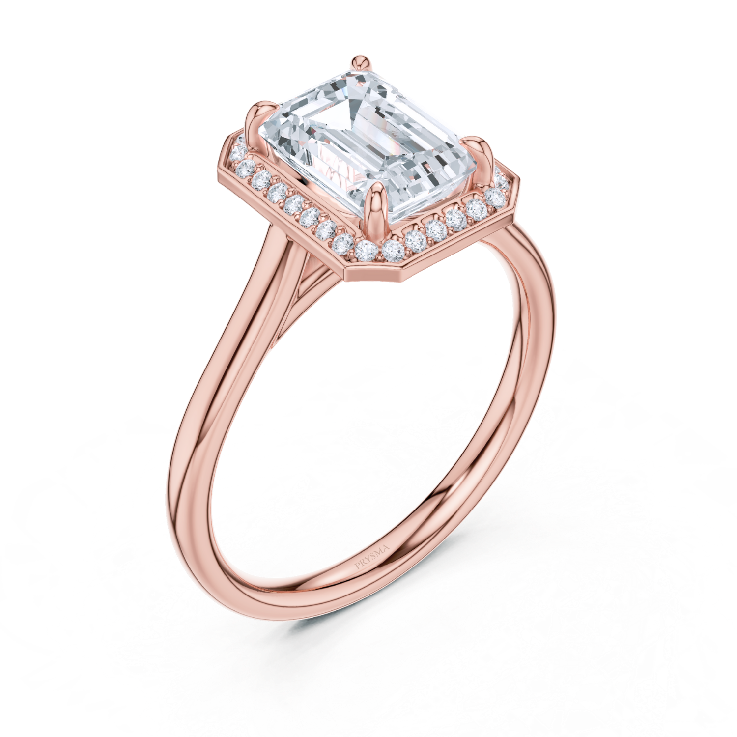 Regal Halo Emerald-Cut Diamond Ring