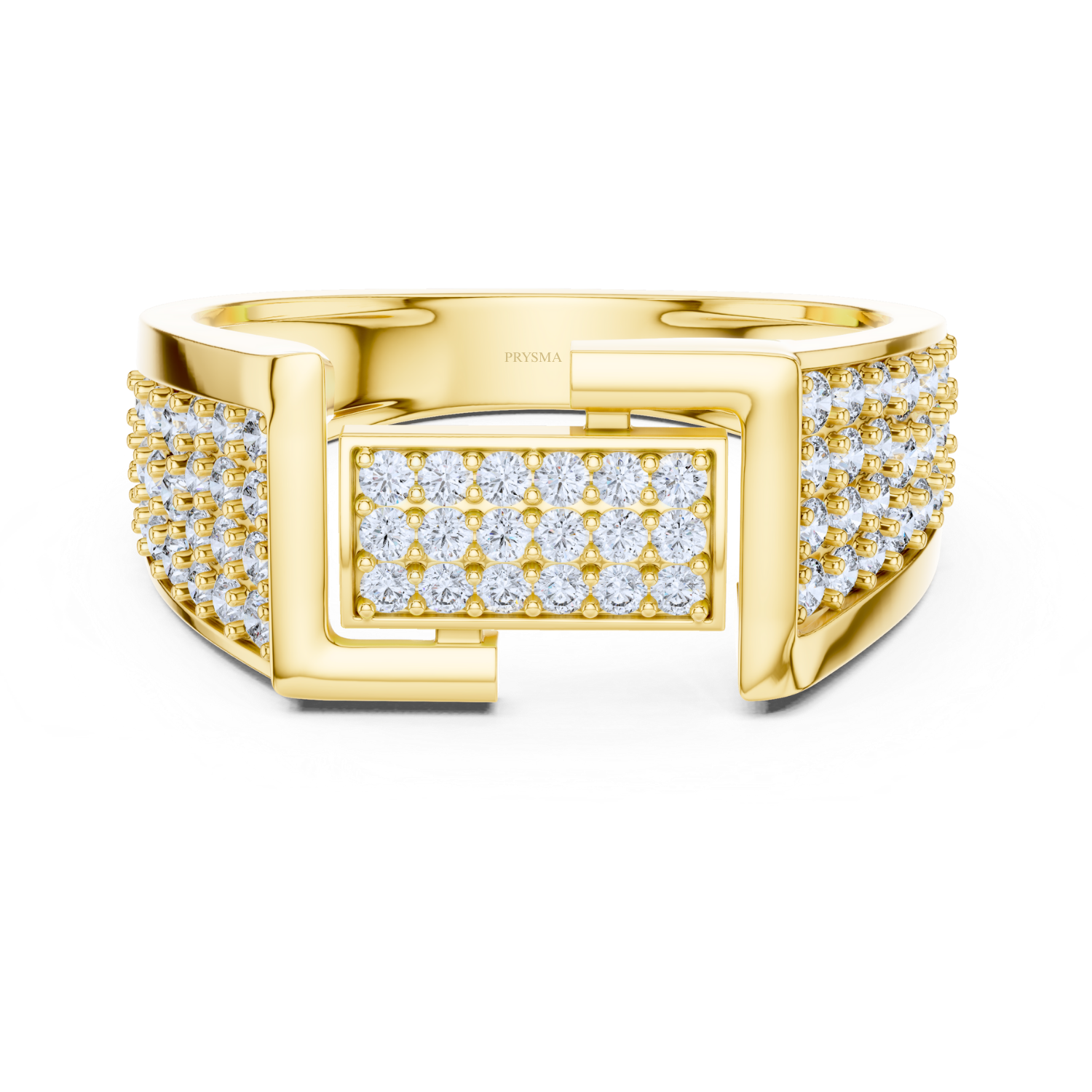 Geometric Diamond Pave Gold Band
