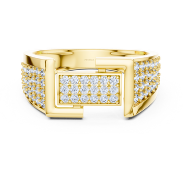 Geometric Diamond Pave Gold Band