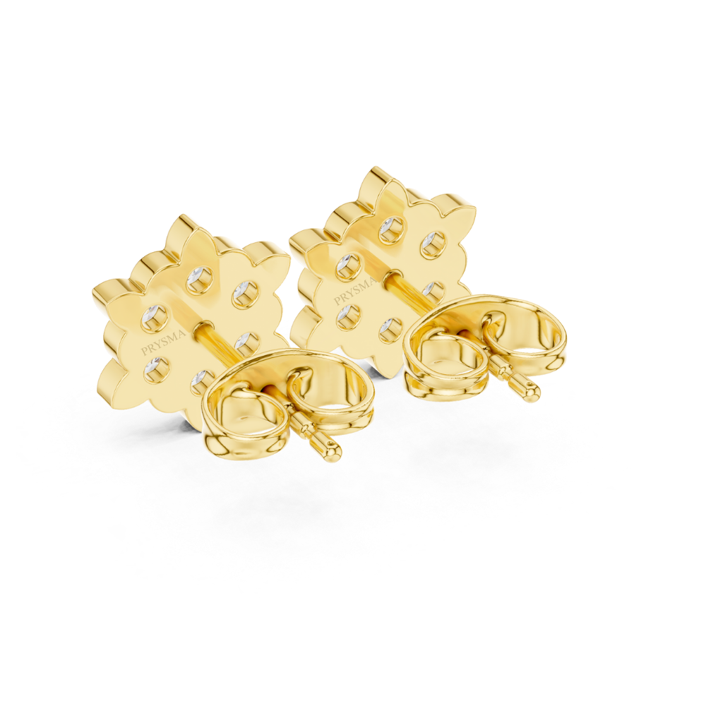 Floral Radiance Cluster Diamond Stud Earrings