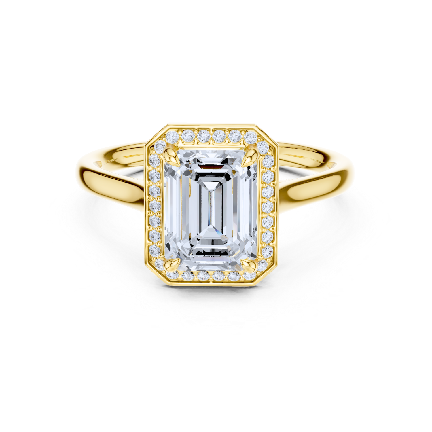 Regal Halo Emerald-Cut Diamond Ring