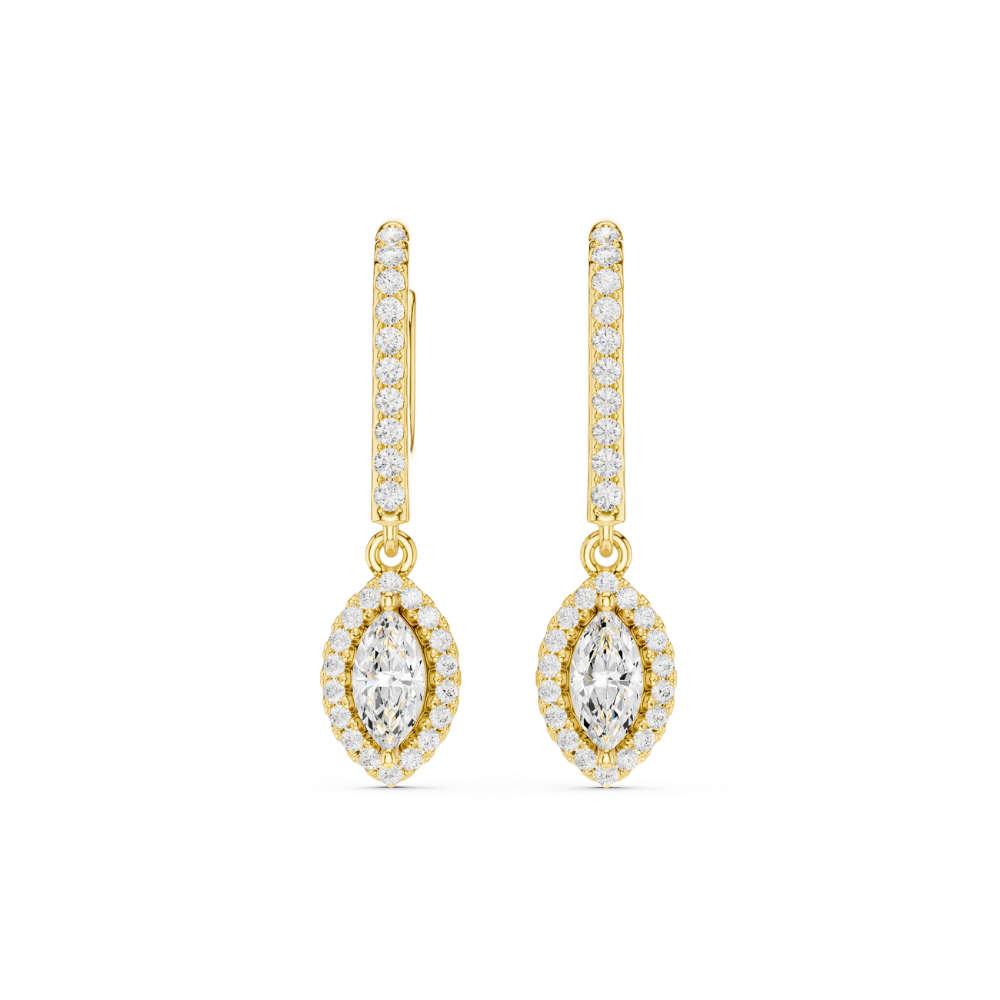 Marquise Halo Drop Diamond Earrings
