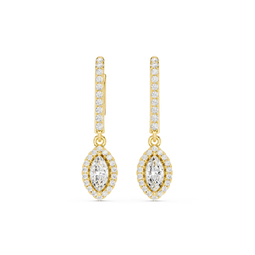 Marquise Halo Drop Diamond Earrings