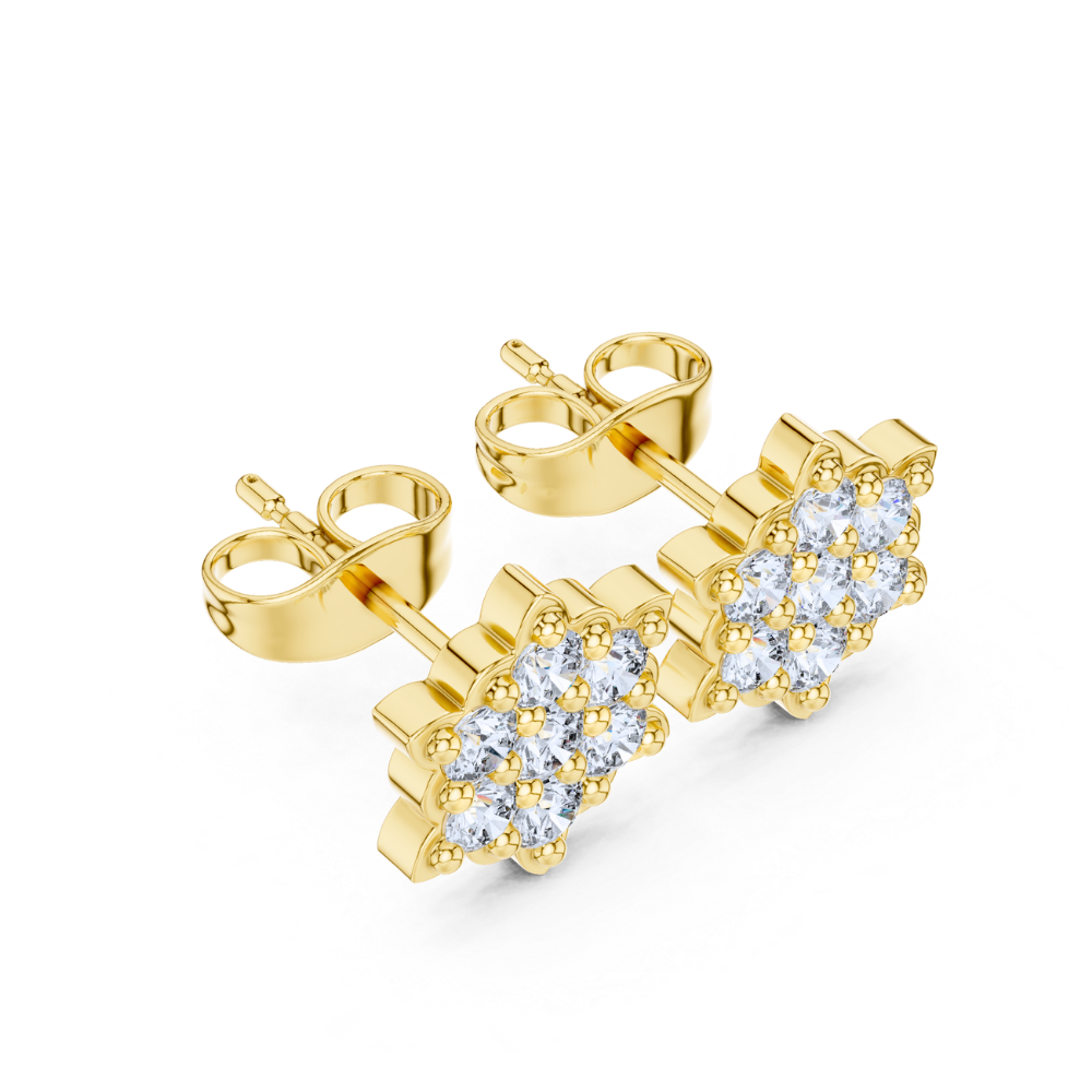 Floral Radiance Cluster Diamond Stud Earrings
