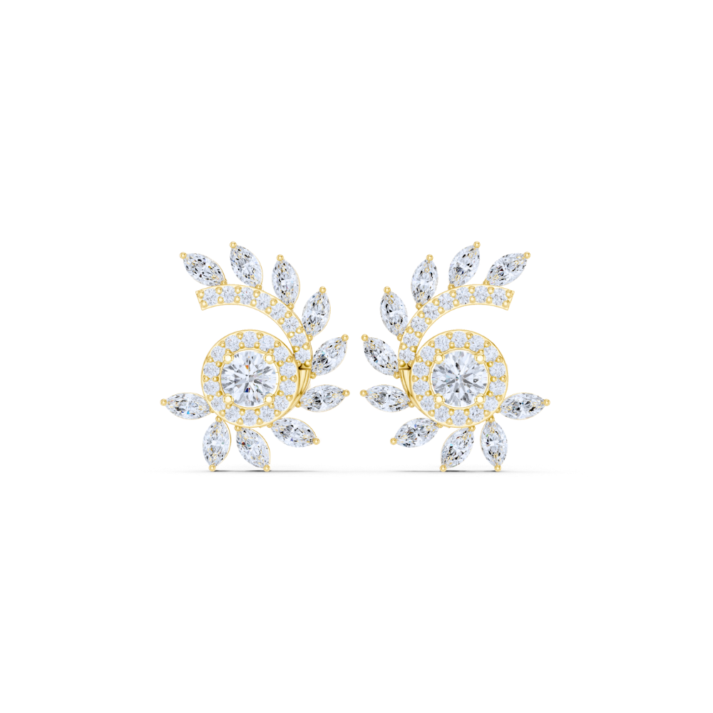 Floral Swirl Harmony Diamond Earrings