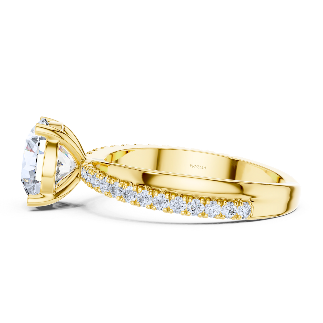 Elegant Round-Cut Solitaire Ring With Diamond Pave Band