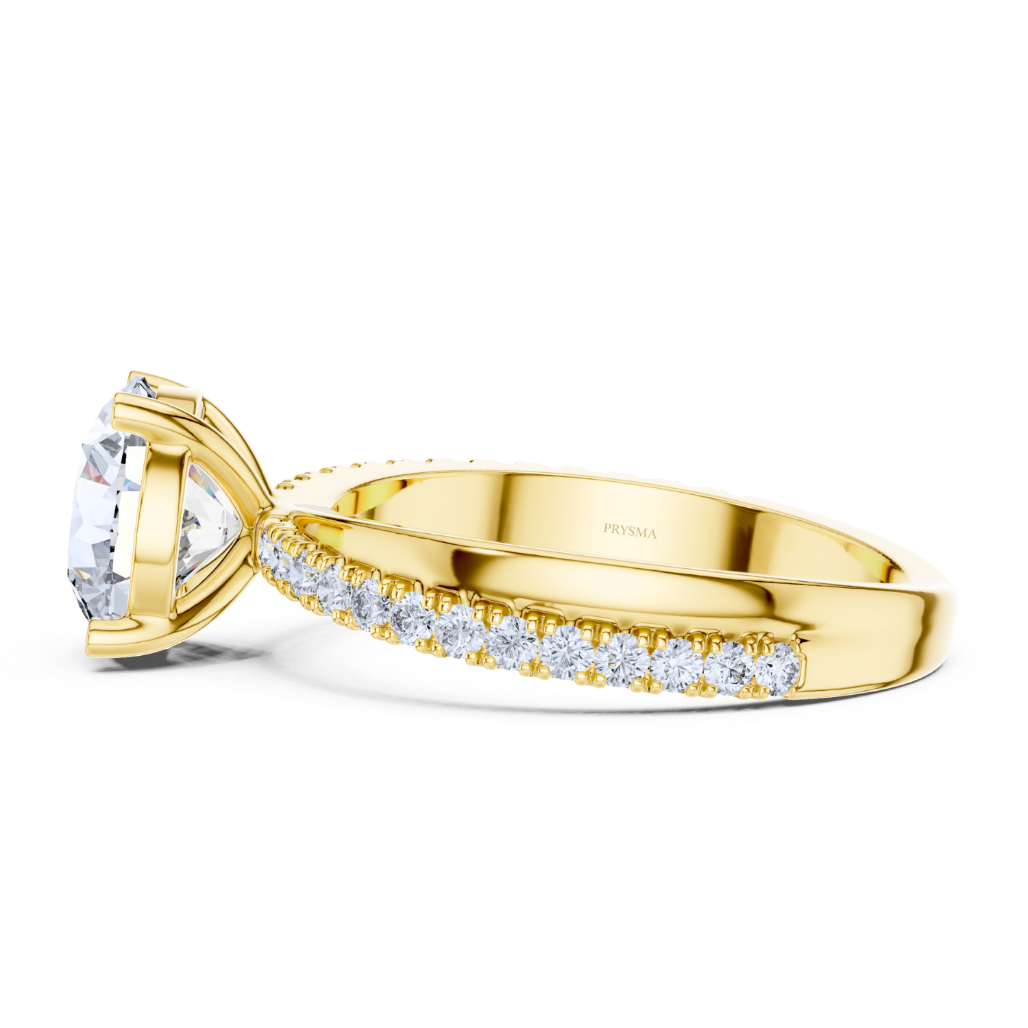 Elegant Round-Cut Solitaire Ring With Diamond Pave Band