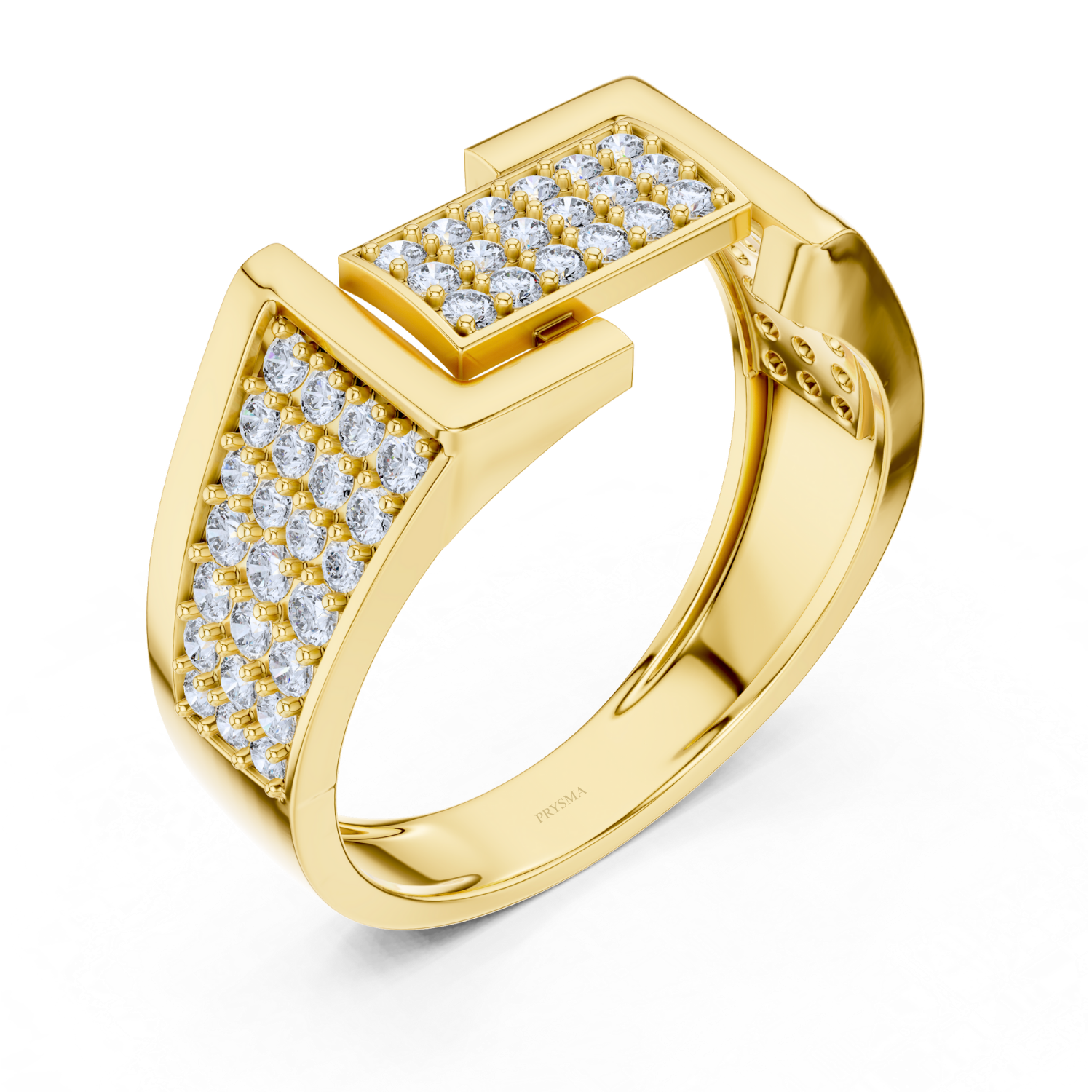 Geometric Diamond Pave Gold Band