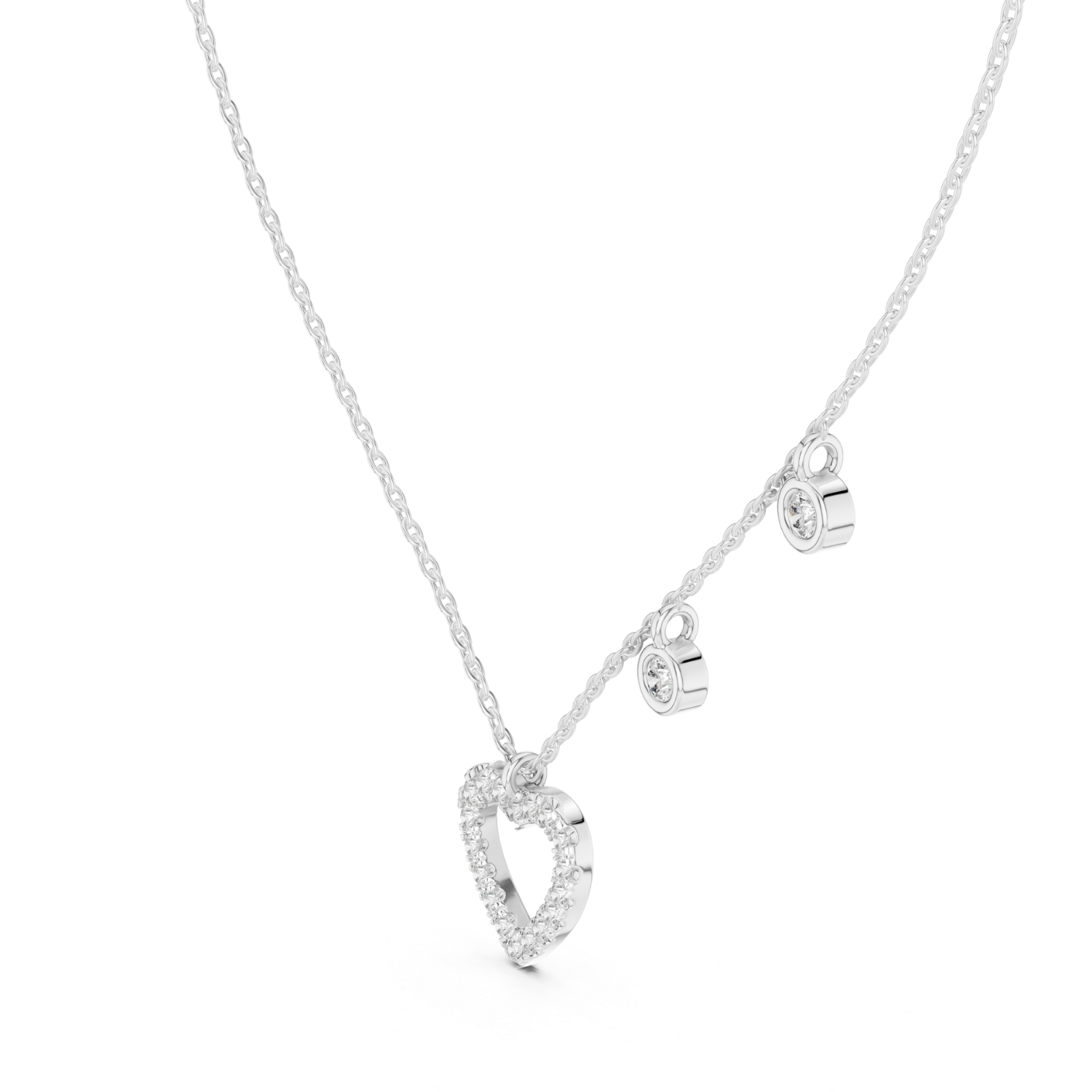 Heart Motif Diamond Drop Necklace